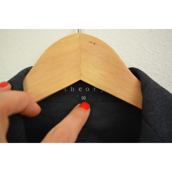 Theory Wool Fitted Double Breasted Blazer Size 00 - Picture 2 of 5